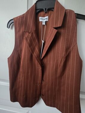 Steve Madden Brown Pinstripe Tailored Vest